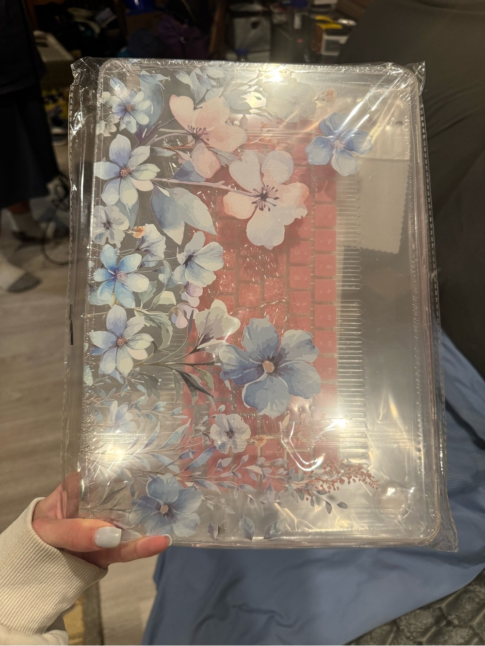 Amazon Floral Clear Laptop Keyboard Cover with Blue and Pink Flowers
